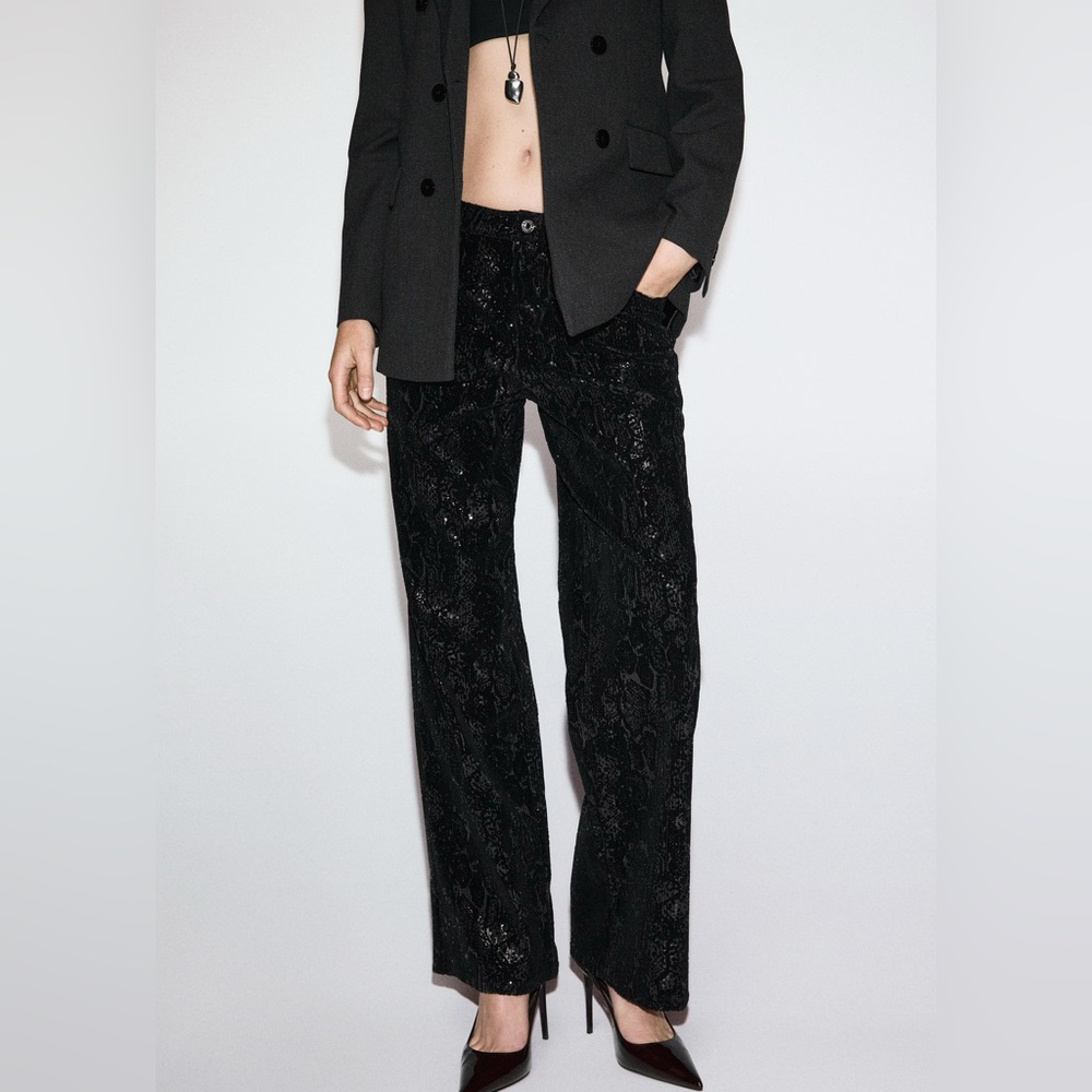 MANGO STRAIGHT-LEG TROUSERS WITH SEQUINS